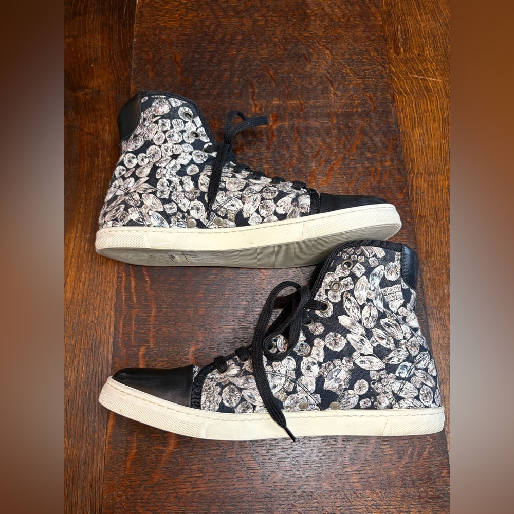 Lanvin Paris "Jewels" Diamond Print High Top Sneakers - Size 39 - Picture 4 of 12